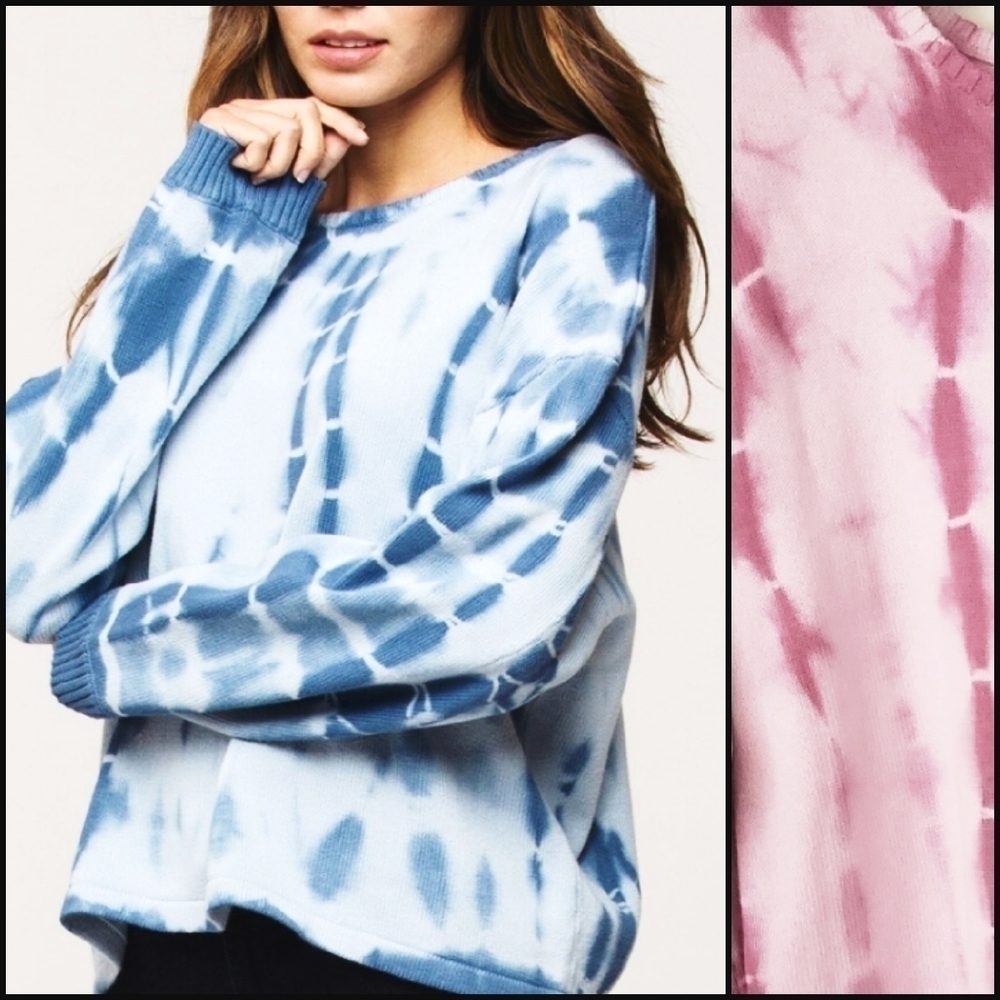 NEW! VELVET HEART pink tie dye cotton sweater.